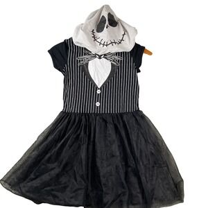 Disney Nightmare Before Christmas Jack Skellington Dress Girls M 7/8 Black White